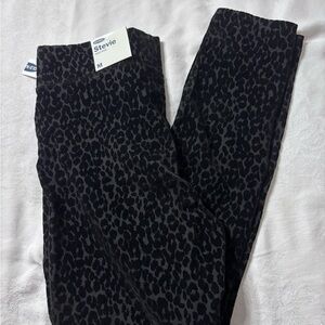 Black Leopard Print burnt out leggings women’s M Old Navy Stevie New Goth grunge